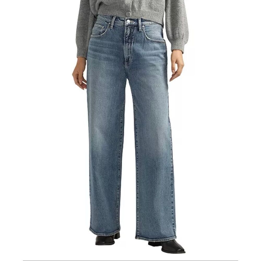 Silver Jeans Co. 90s Baggy Mid Rise Wide Leg Jeans Light Wash Indigo 29